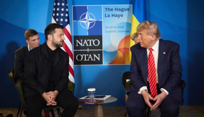 Trump, Zelenskyy Hold Talks On Air Defense And Drone Cooperation At NATO Summit Trump, Zelenskyy Hold Talks On Air Defense And Drone Cooperation At NATO Summit