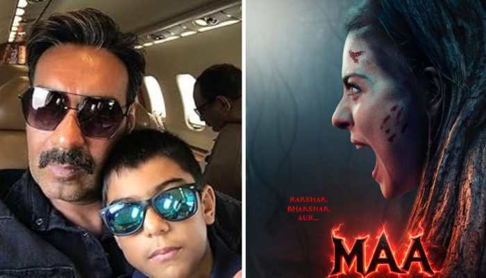 Ajay Devgn With Yug Watch Kajol's Horror Flick 'MAA'