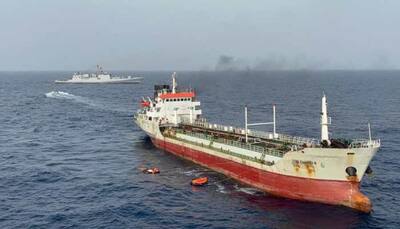INS Tabar Rescues Burning Oman-Bound Vessel; 14 Indian Crew Onboard