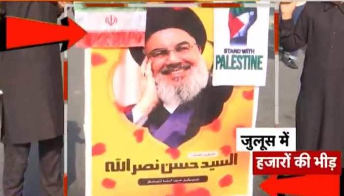 Flags Of Palestine, Iran, Their Leaders' Pictures Displayed During 8th Muharram Procession In Srinagar