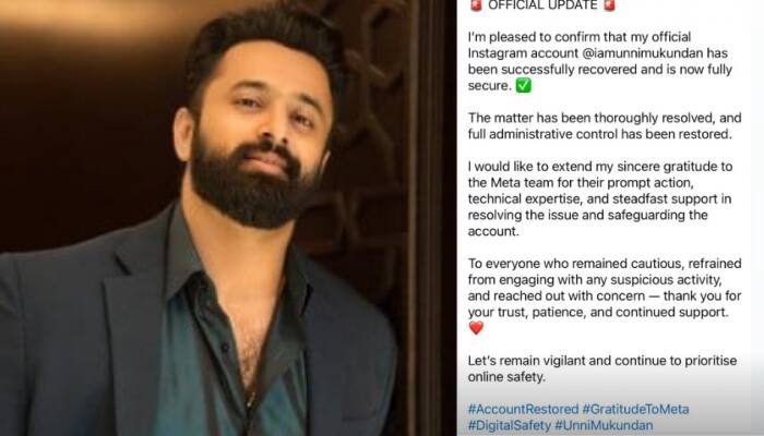  Marco Star Unni Mukundan Regains Control Of Hacked Instagram Account, Cautions Followers On 'Digital Security'
