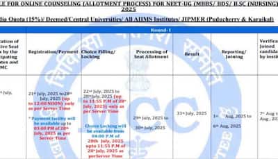 MCC NEET UG 2025 Counselling Schedule OUT At mcc.nic.in, Registrations Begins July 21- Direct Link Here