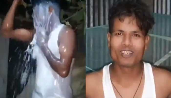 Viral Video | Freshly Single And Soaked In Milk: Assam Man Celebrates Divorce With Milk Bath Viral Video | Freshly Single And Soaked In Milk: Assam Man Celebrates Divorce With Milk Bath