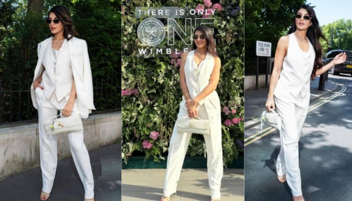 Jacqueline Fernandez Turns Heads In Chic White Pantsuit And Bottega Veneta Clutch Worth Rs 2,60,000 At Wimbledon 2025 - WATCH 
