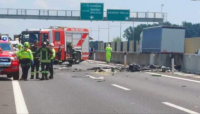 Caught On Camera: Plane Crashes Onto Italian Highway In Fiery Wreck, Kills Two | VIDEO