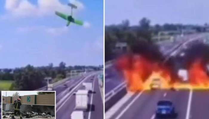 Watch: Italian Plane Crashes On Highway; Mechanical Failure Suspected As Two Killed