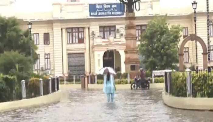 Heavy Rain Triggers Waterlogging In Premises Of Bihar Legislative Assembly In Patna