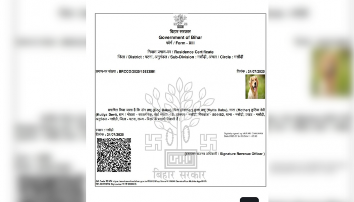Bihar Does It Again, Issues Domicile Certificate To ‘Dog Babu’, Son Of ‘Kutta Babu And Kutiya Devi'