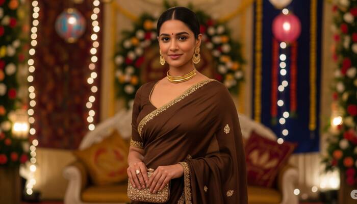 Must-Have Brown Saree Ensembles for Every Wedding Invite