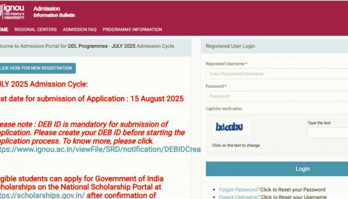 IGNOU Admission 2025: July Registration Deadline Extended At ignouadmission.samarth.edu.in- Cheek Direct Link, Other Details Here