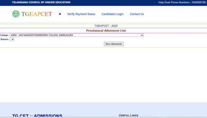 TS EAMCET 2025 Round 3 Seat Allotment Result Released At tgeapcet.nic.in- Check Direct Link Here