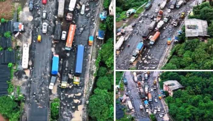 Potholes Go Viral: Drone Footage Exposes A 'Moon Crater' On A Major Highway, Sparks Outrage | VIDEO