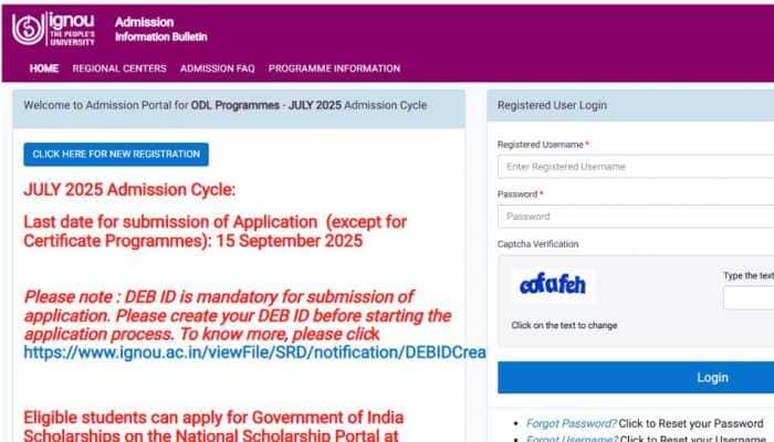 IGNOU July 2025 Registration Deadline Extended Till September 15, Apply At ignouadmission.samarth.edu.in- Check Direct Link Here