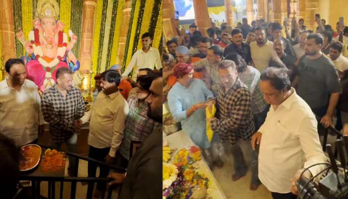 Salman Khan Walks In Barefoot To Seek Ganpati Darshan At Ashish Shelar's House, Performs Puja - VIRAL VIDEO