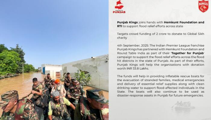 Punjab Kings (PBKS) Donates Rs 33.8 Lakh, Launches Fundraiser To Support Punjab Flood Victims