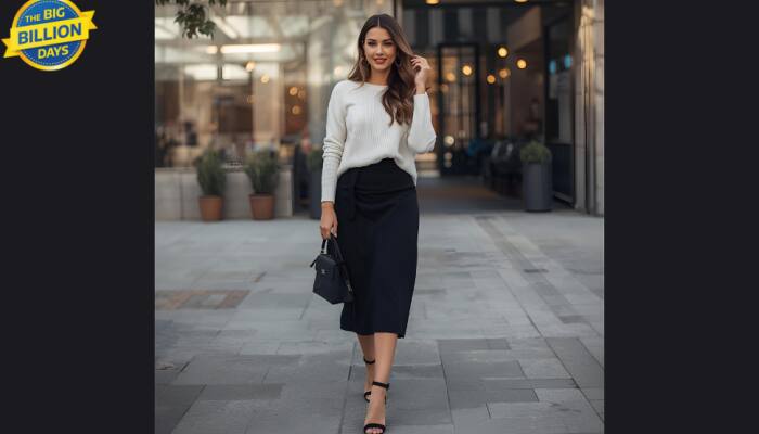 Flipkart Big Billion Days Start 23rd Sept: Trendy Black Midi Skirts for Women