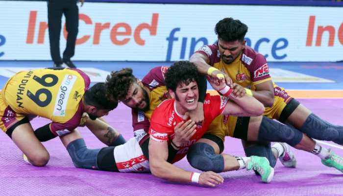 PKL 12: Bharat, Vijay Combine As Telugu Titans Spoil Shadloui's 100th PKL Game, Beat Gujarat Giants By Single Point