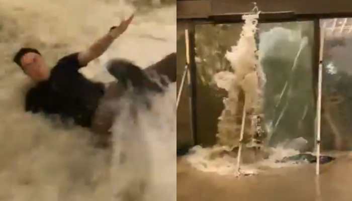 Typhoon Ragasa Hits Hong Kong Hotel, Giant Waves Smash Through Glass Doors