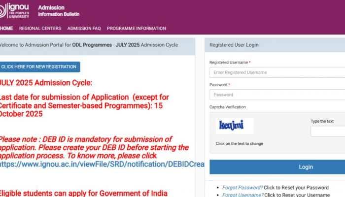 IGNOU July 2025 Registration Deadline Extended Till October 15 At onlinerr.ignou.ac.in- Check Direct Link To Apply Here