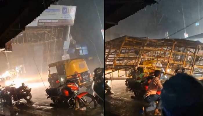 Video: Hoarding Collapses On Rickshaw In Assam, Narrow Escape Caught On Camera