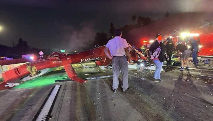 Sacramento Helicopter Crash Caught On Cam: 3 Injured; Highway Closed - Video