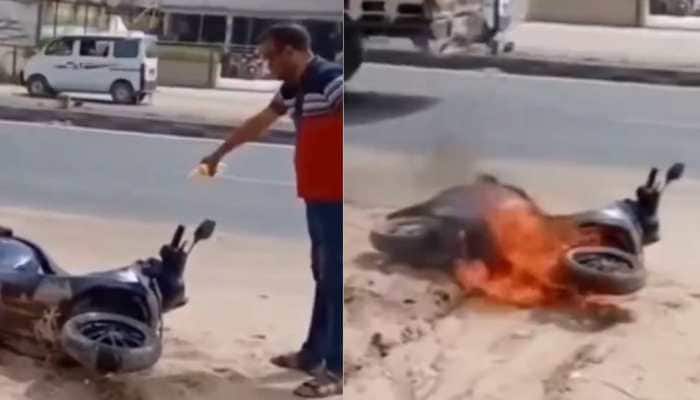 Watch: Furious Owner Sets Ola Scooter On Fire Outside Gujarat Service Centre, Sparks Public Outrage