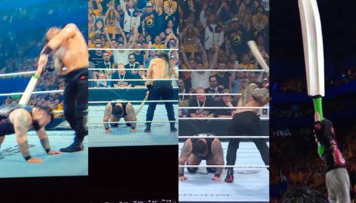 WATCH - WWE Meets Cricket: Roman Reigns Uses Cricket Bat To Floor Opponent At WWE Crown Jewel, Commentator Says, ‘Just Like Steve Smith'