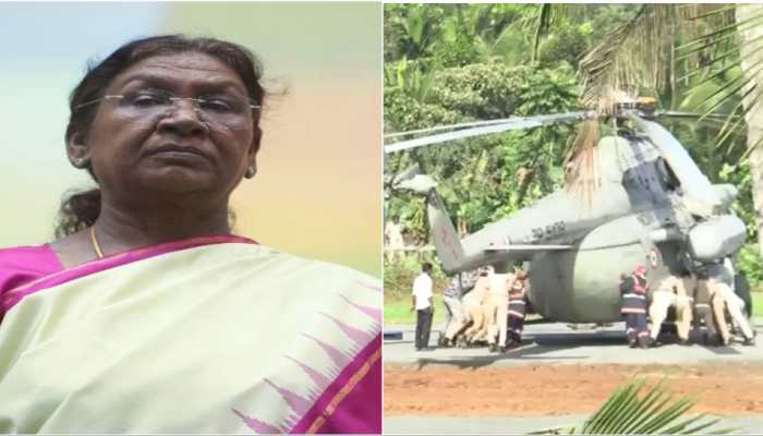 Helipad Section Collapses As President Murmu's Chopper Lands In Kerala; Crew Pushes Aircraft To Safety | VIDEO
