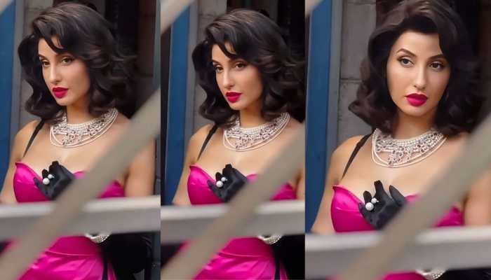 Nora Fatehi Gives Modern-Day Marilyn Monroe Vibe In Pink Bodysuit &amp; Dramatic Curls From What Do I Know First Glimpse - Watch