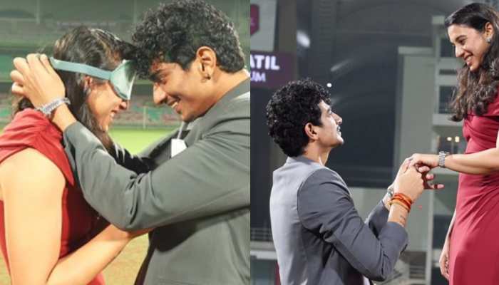 'And It's A YES' : Palash Muchhal Proposes To Smriti Mandhana At World Cup Final Venue - WATCH