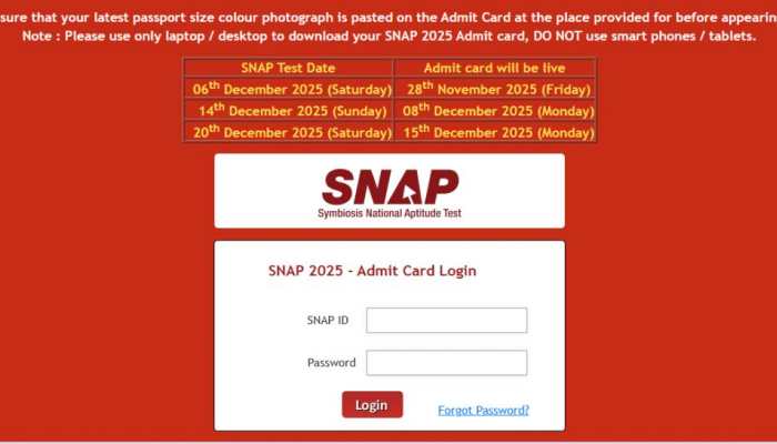 SNAP Test 2 Admit Card 2025 OUT At snaptest.org- Check Direct Link To Download