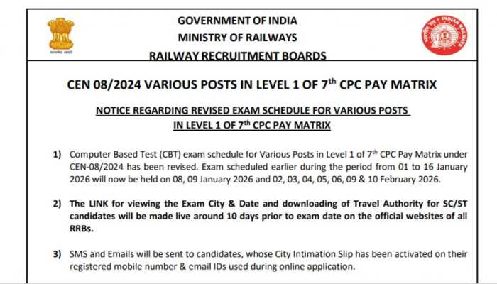 RRB Group D Exam 2025: Revised Schedule OUT At rrbapply.gov.in- Check Important Dates Here