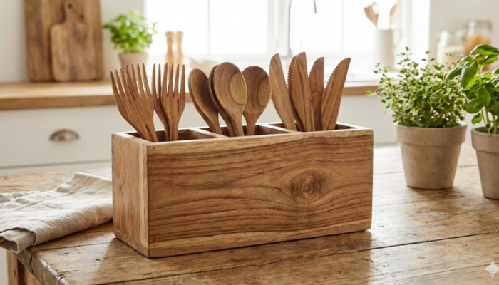 Sustainable Wooden Cutlery Holders That Organize with Style