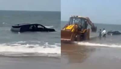 Fortuner stunt goes wrong: Driver takes SUV into sea; JCB joins rescue | WATCH 