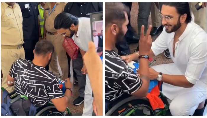 Ranveer Singh wins hearts after meeting wheelchair cricketer Bhima Khunti