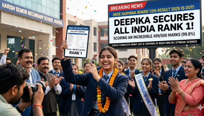 HBSE Haryana Board 12th Result 2026 OUT: Deepika Secures 1st rank with 499/500