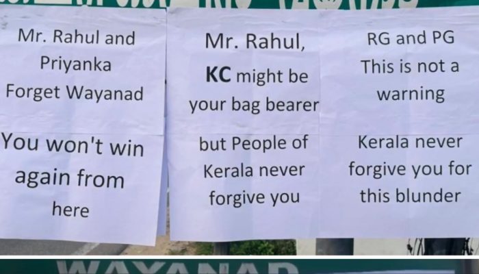 Posters target Rahul, Priyanka as KC emerges front-runner in Kerala CM race