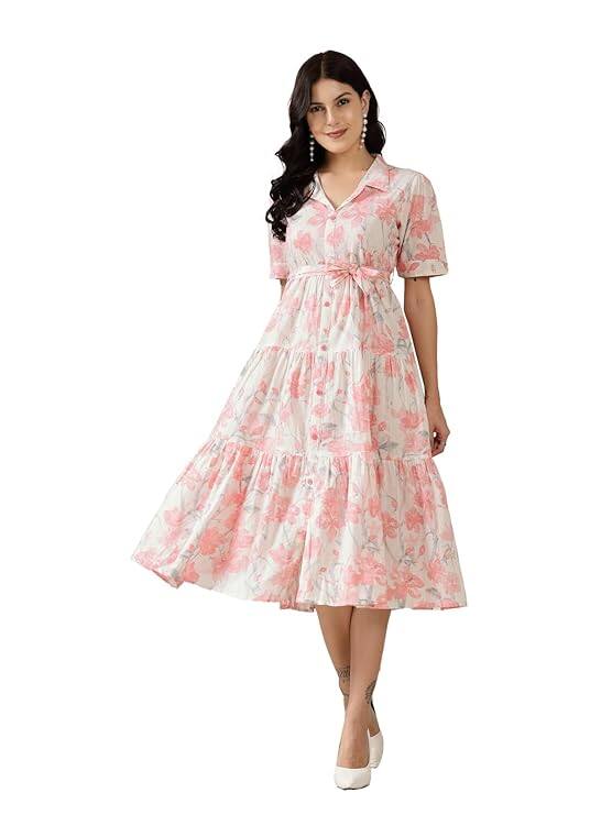Stylum Women’s Floral Printed Cotton Flared Maxi Dress