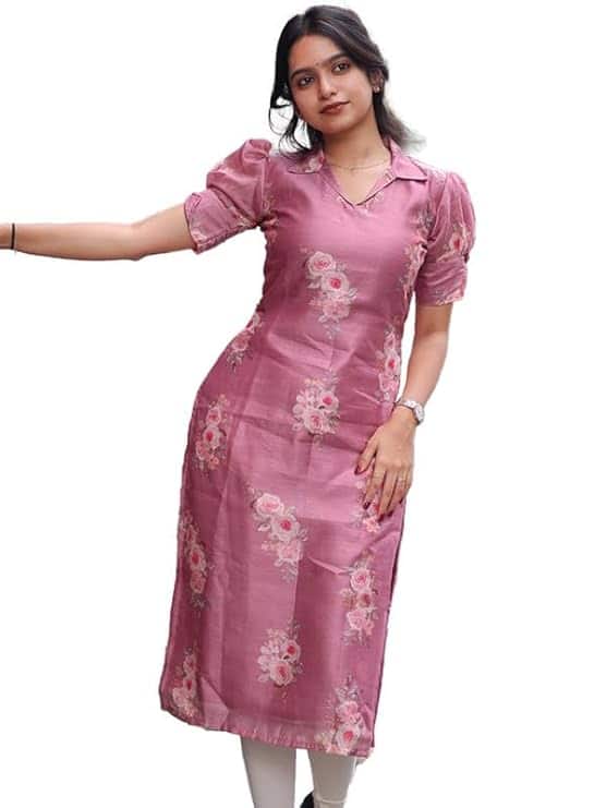 Sun Fashion and Lifestyle Women's Chanderi Printed Kurti