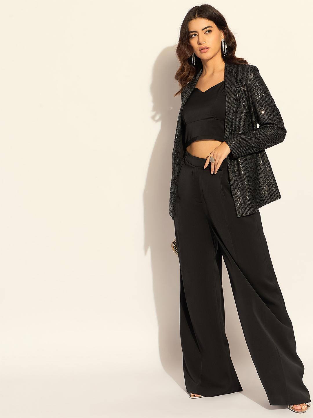 PowerSutra Embellished Long Sleeve Single Breasted Blazer