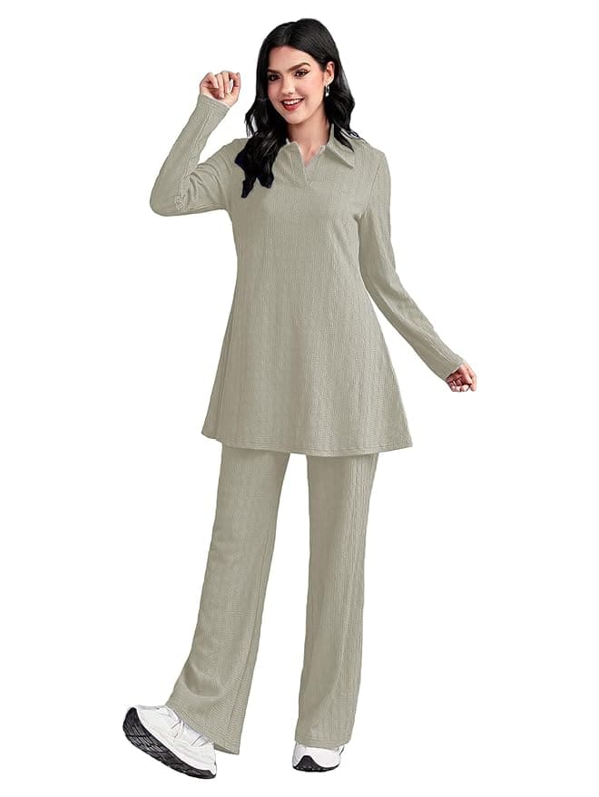 TADKEE Women’s Solid Colour Two-Piece Co-ord Set TADKEE Women’s Solid Colour Two-Piece Co-ord Set