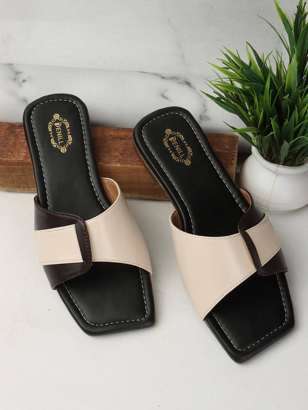 Denill Women Colourblocked Open Toe Flats Denill Women Colourblocked Open Toe Flats