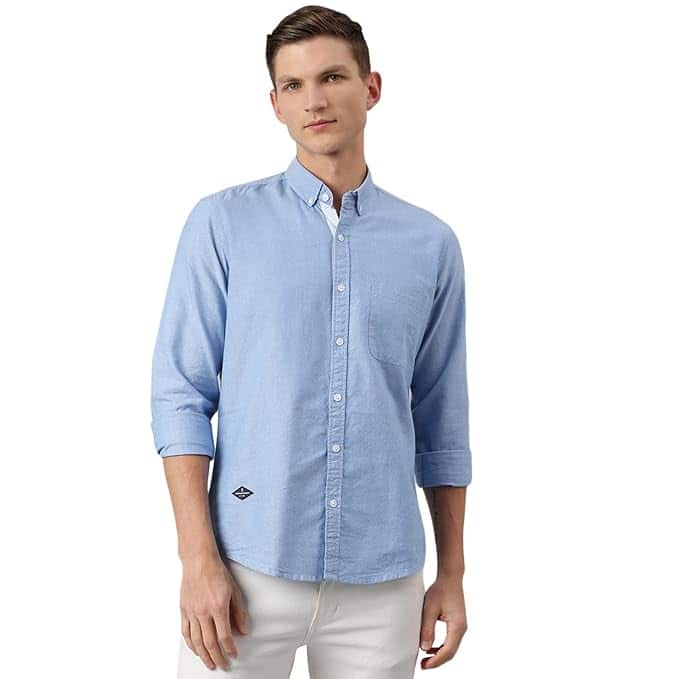 Thomas Scott Men’s Solid Slim Fit 100% Cotton Casual Shirt