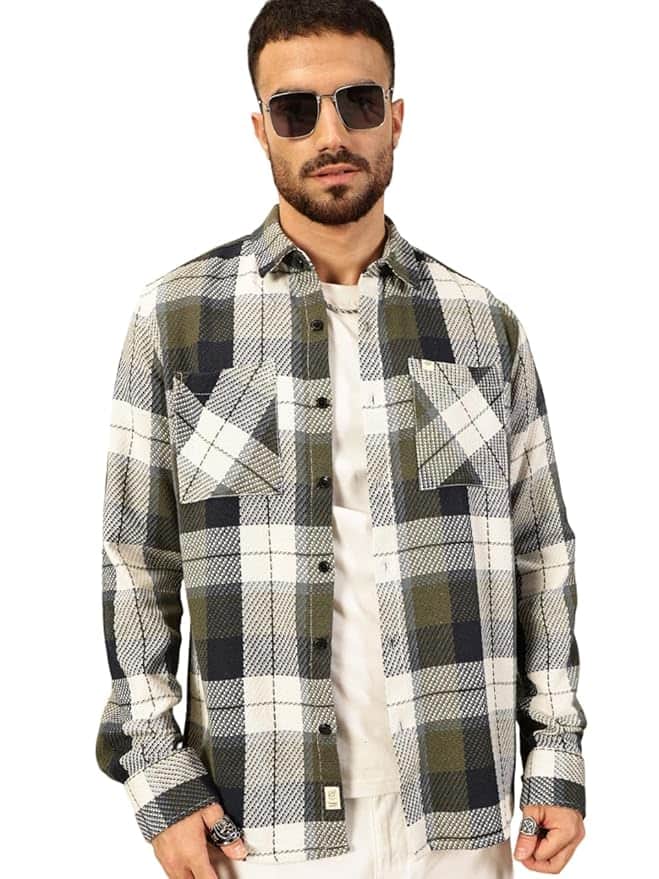 Thomas Scott Men’s Checked Oversized Cotton Shirt