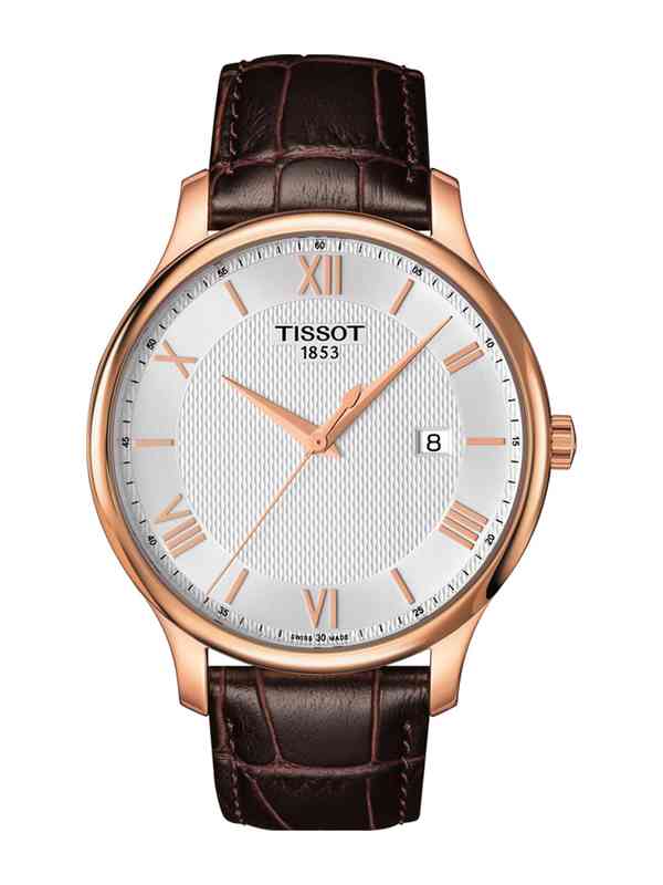 Tissot Men Silver-Toned Tradition Swiss Analogue Watch T0636103603800 Tissot Men Silver-Toned Tradition Swiss Analogue Watch T0636103603800