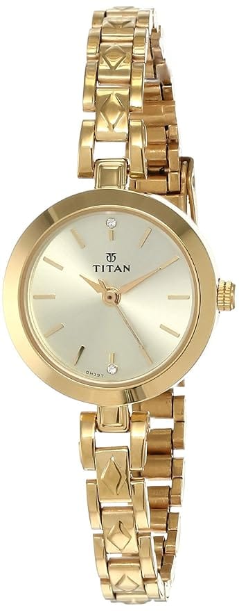 Titan Karishma Analog Champagne Dial Women’s Watch (NM2598YM01 / NL2598YM01)