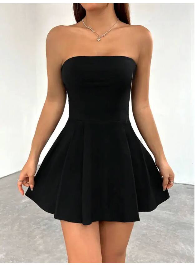 Tivante Women Fit &amp; Flare Black Mini Dress