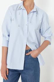Trendyol Embellished Cotton Shirt Trendyol Embellished Cotton Shirt