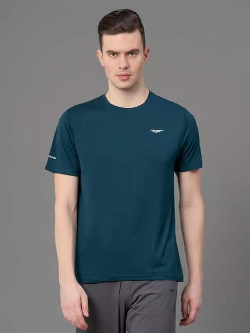 RED TAPE  Men Solid Round Neck Polyester Green T-Shirt
