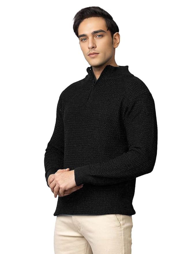 TYSORT High Neck Zipper Waffle Sweater – Sleek & Functional Warmth TYSORT High Neck Zipper Waffle Sweater – Sleek & Functional Warmth